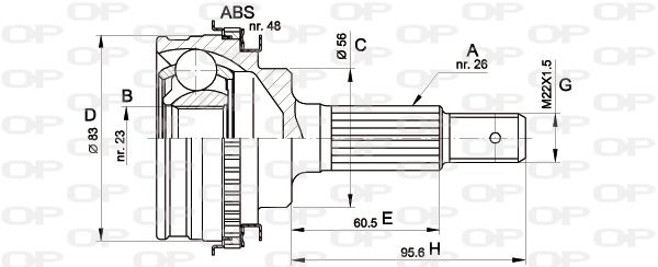 OPEN PARTS Шарнирный комплект, приводной вал CVJ5337.10